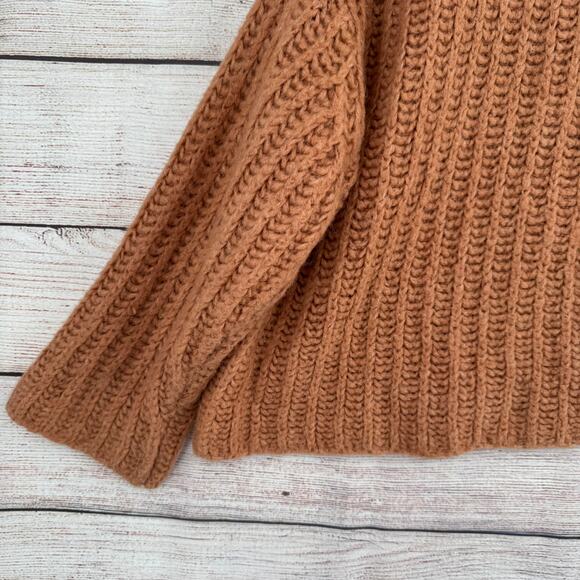 Free People Crop Oversized Boxy Turtleneck Sweater Womens Small Brown Clay - Picture 7 of 12